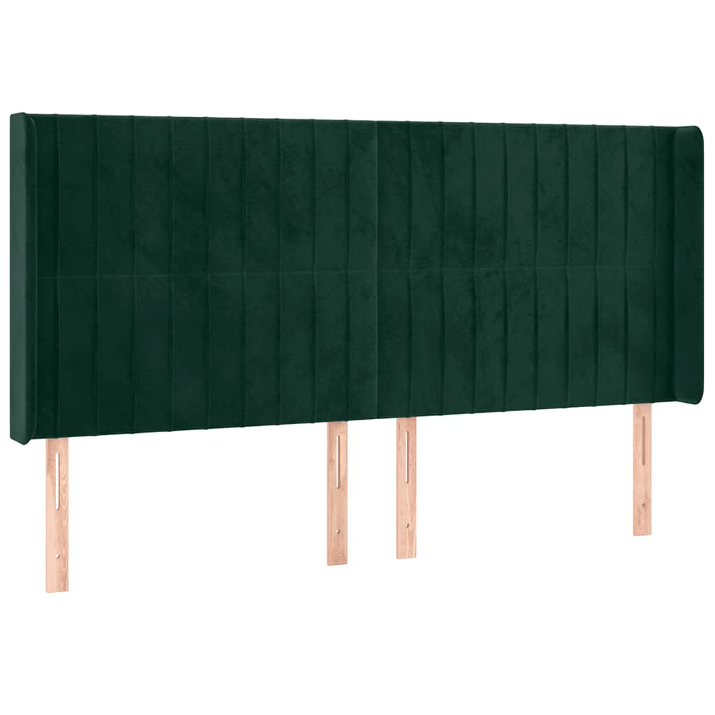 Krevet box spring s madracem LED tamnozeleni 160x200 cm baršun