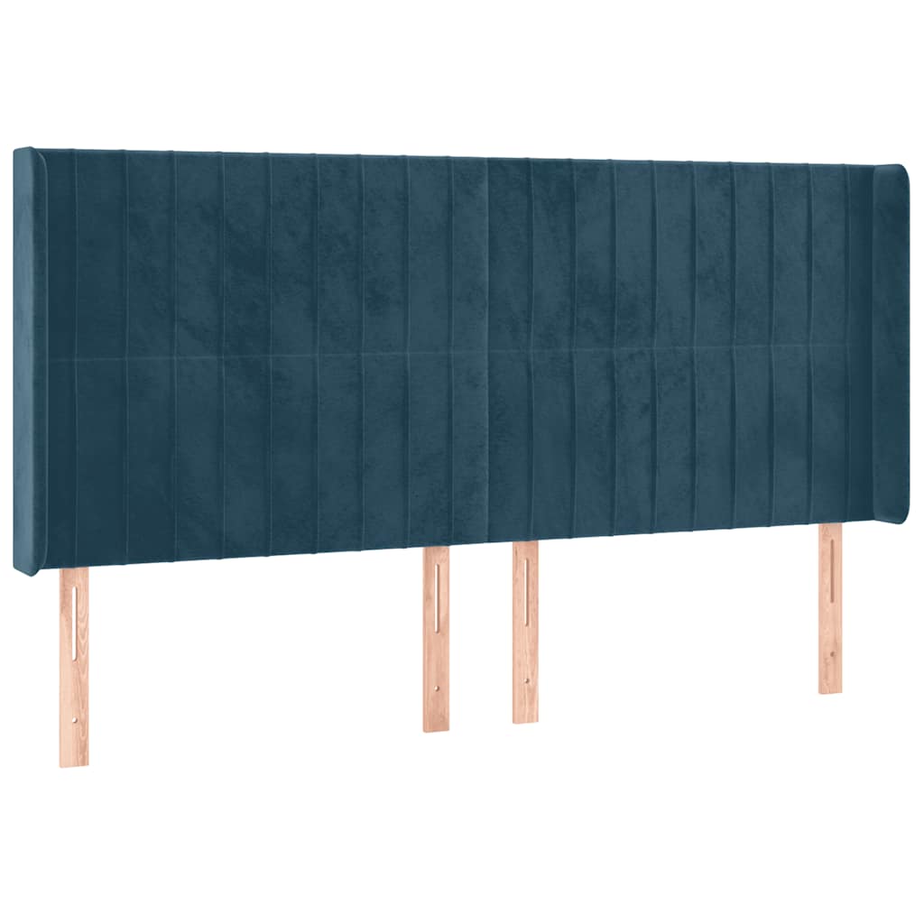 Krevet box spring s madracem LED tamnoplavi 160x200 cm baršun