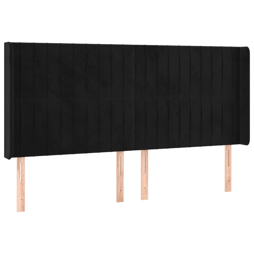 Krevet box spring s madracem LED crni 180x200 cm baršun