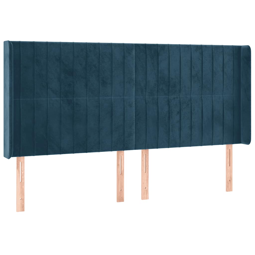 Krevet box spring s madracem LED tamnoplavi 200x200 cm baršun