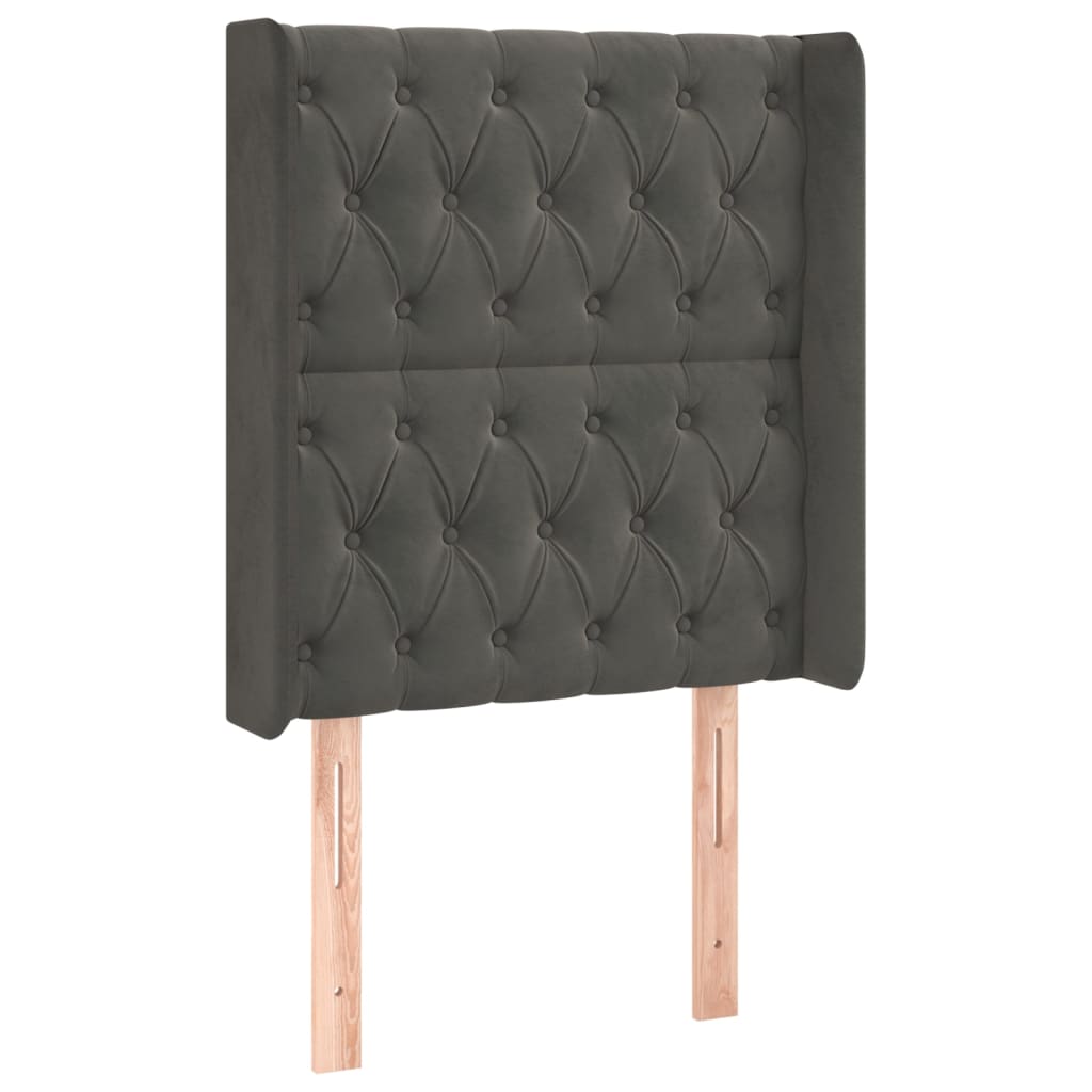 Krevet box spring s madracem LED tamnosivi 80 x 200 cm baršun