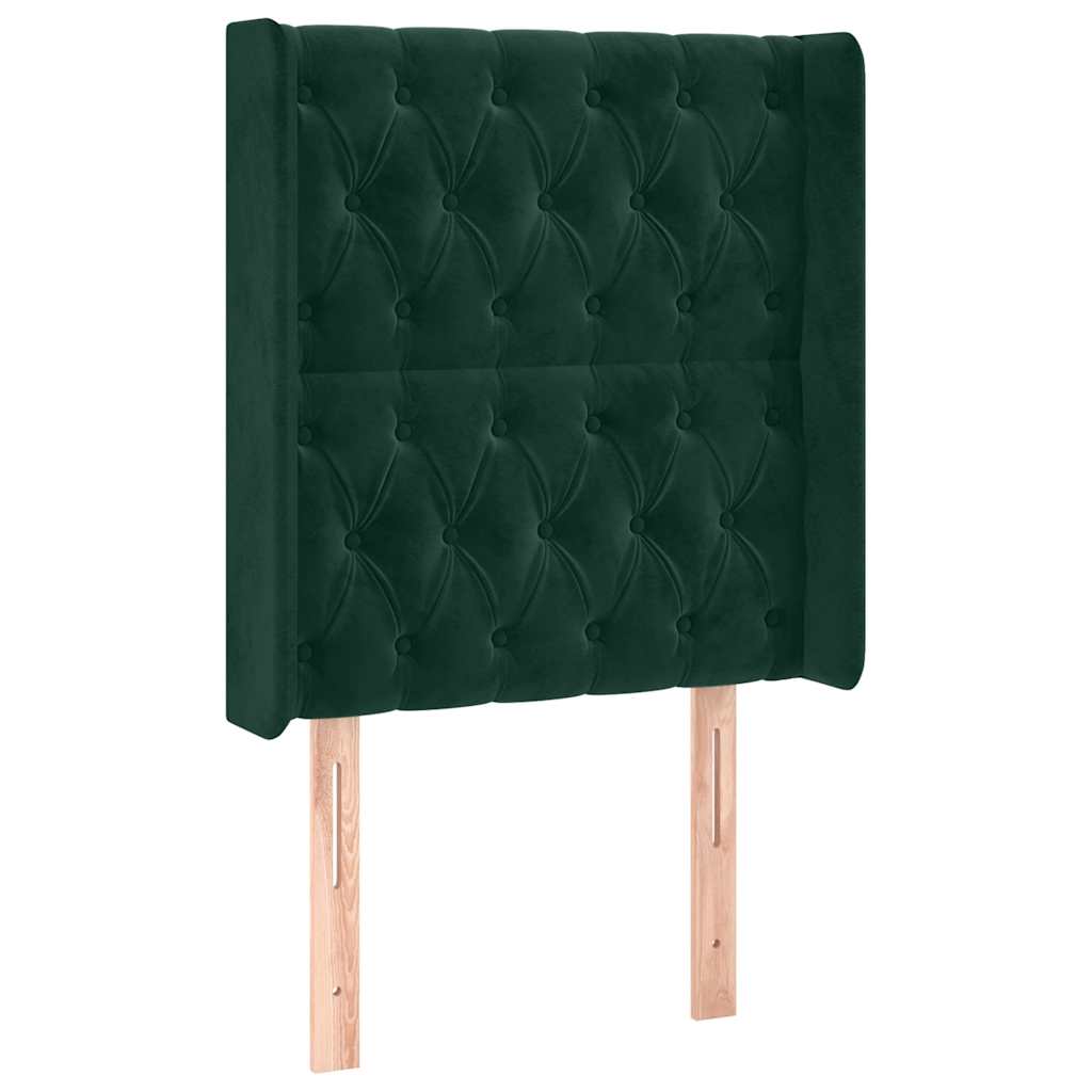 Krevet box spring s madracem LED tamnozeleni 80 x 200 cm baršun