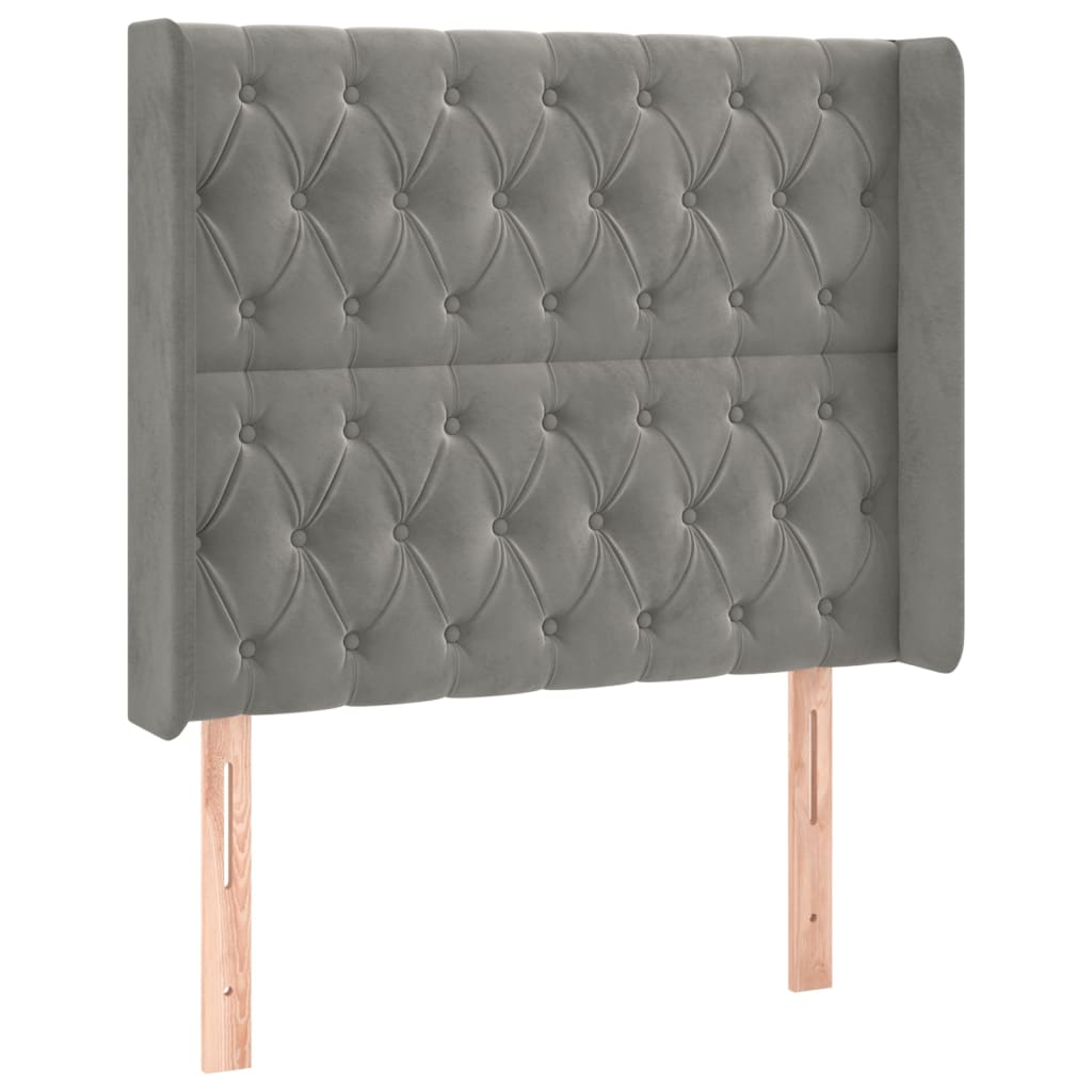Krevet box spring s madracem LED svjetlosivi 90x190 cm baršun