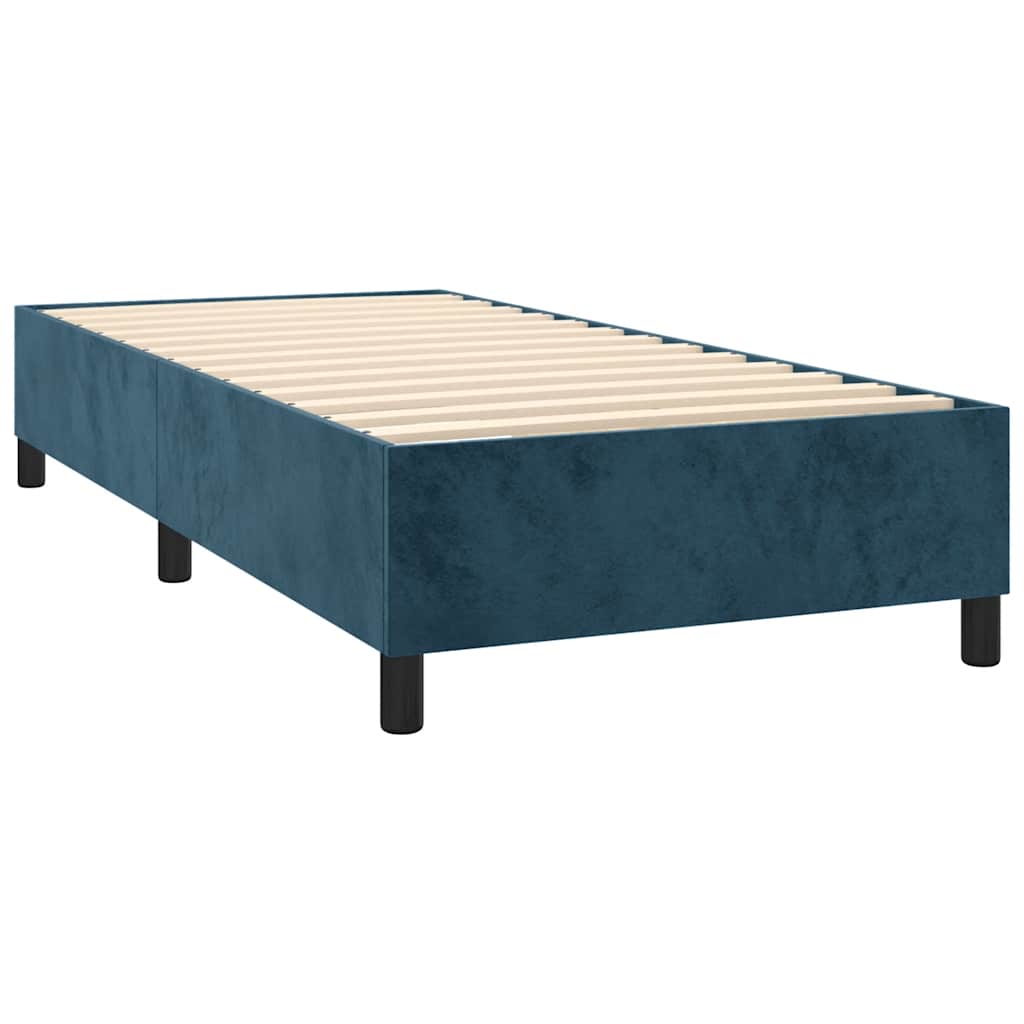 Krevet box spring s madracem LED tamnoplavi 90x190 cm baršun