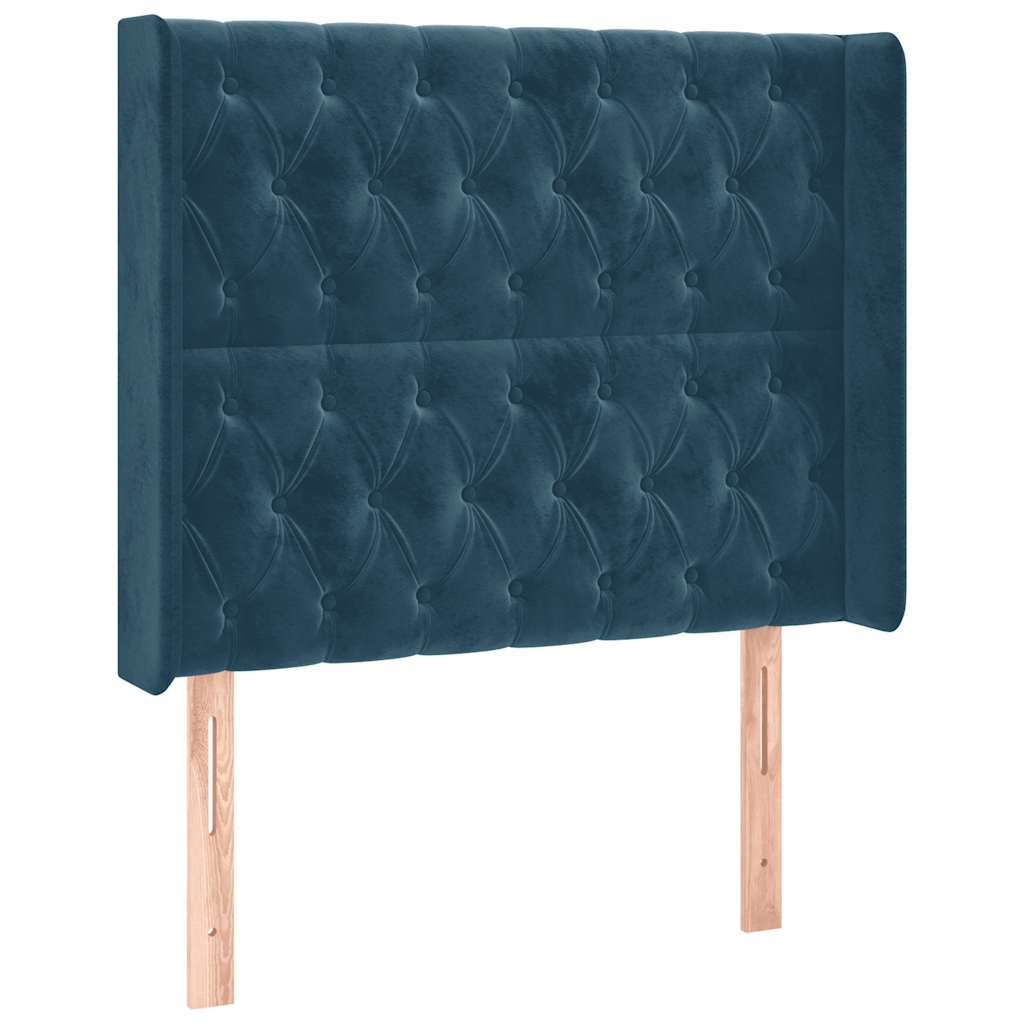 Krevet box spring s madracem LED tamnoplavi 90x190 cm baršun