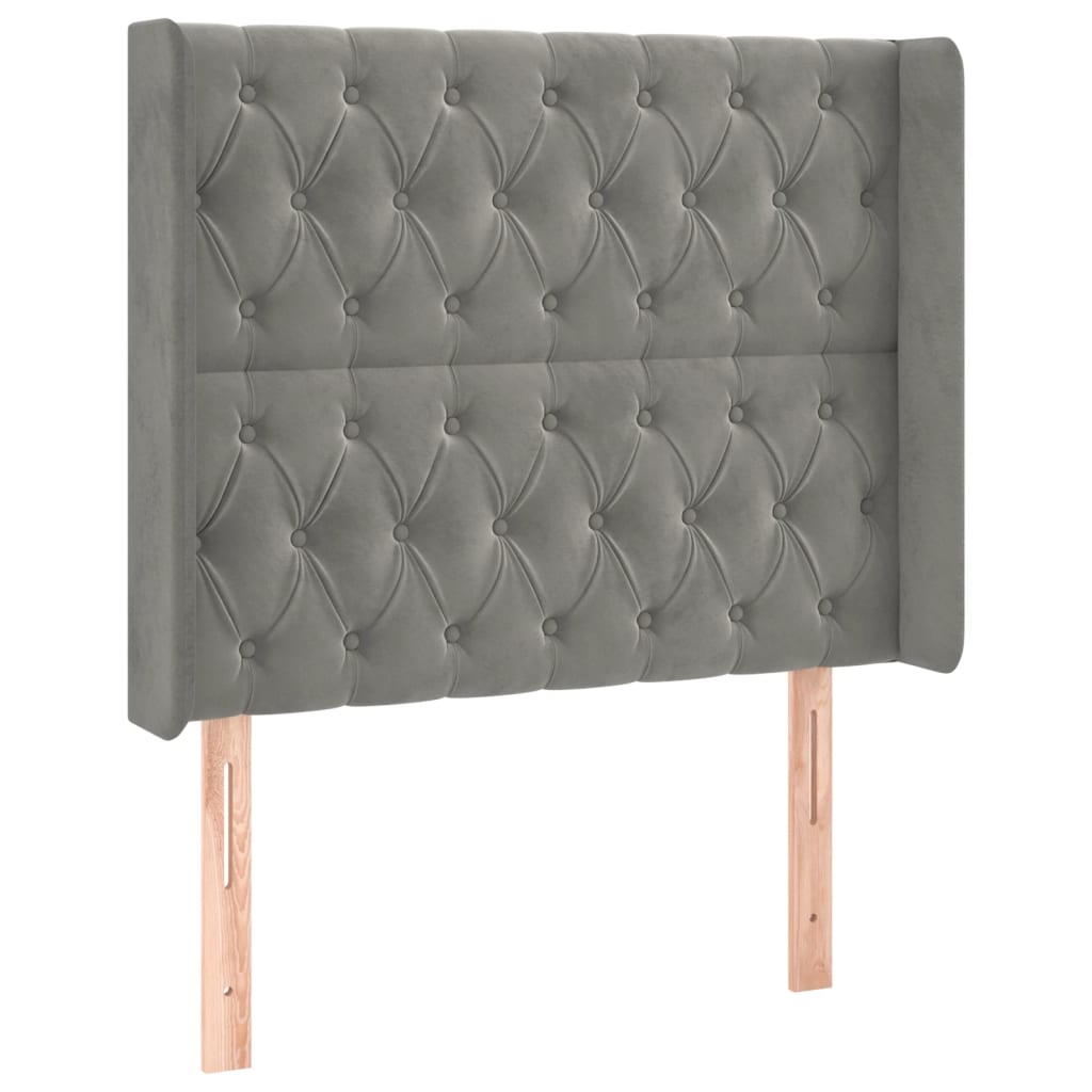 Krevet box spring s madracem LED svjetlosivi 90x200 cm baršun