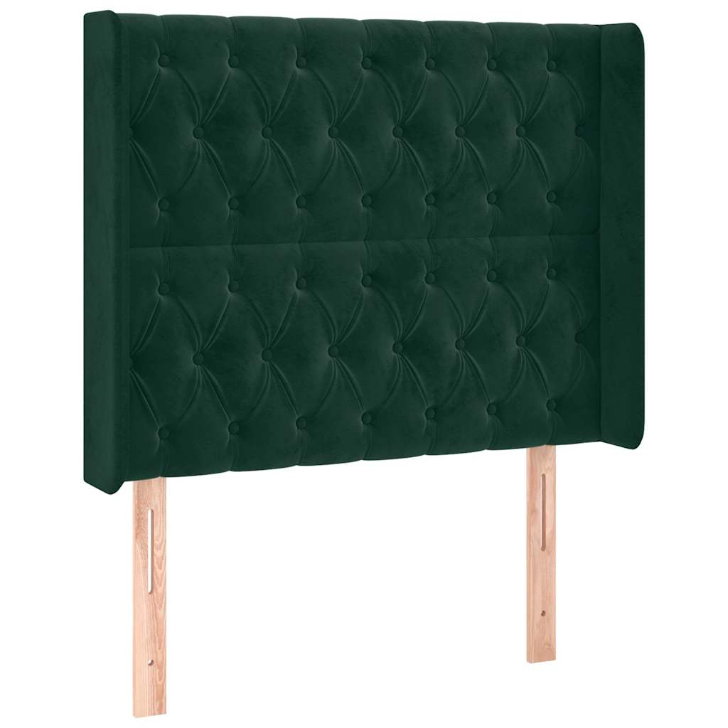 Krevet box spring s madracem LED tamnozeleni 90x200 cm baršun
