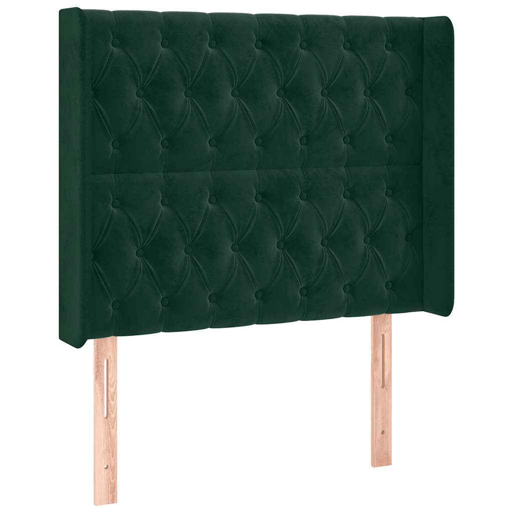 Krevet box spring s madracem LED tamnozeleni 100x200 cm baršun