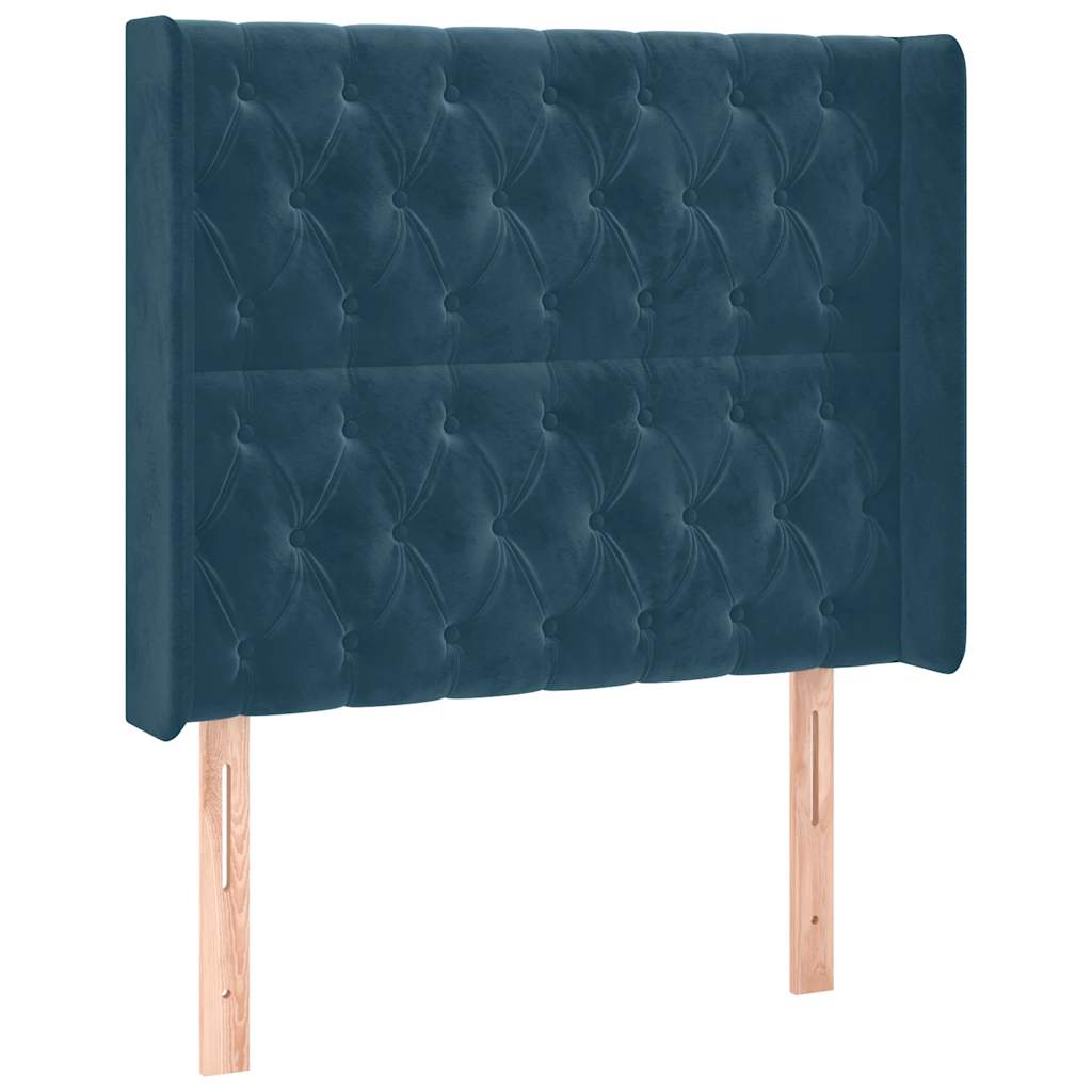 Krevet box spring s madracem LED tamnoplavi 100x200 cm baršun