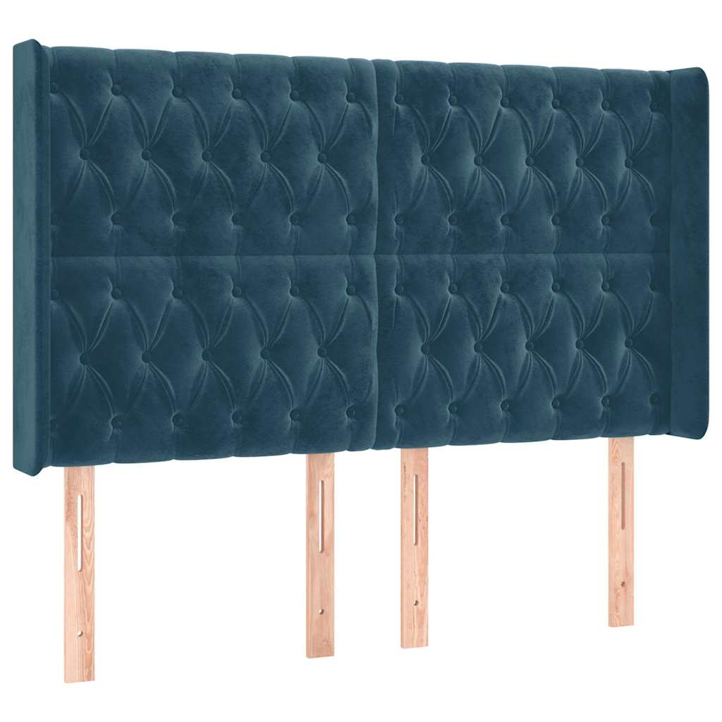 Krevet box spring s madracem LED tamnoplavi 140x190 cm baršun