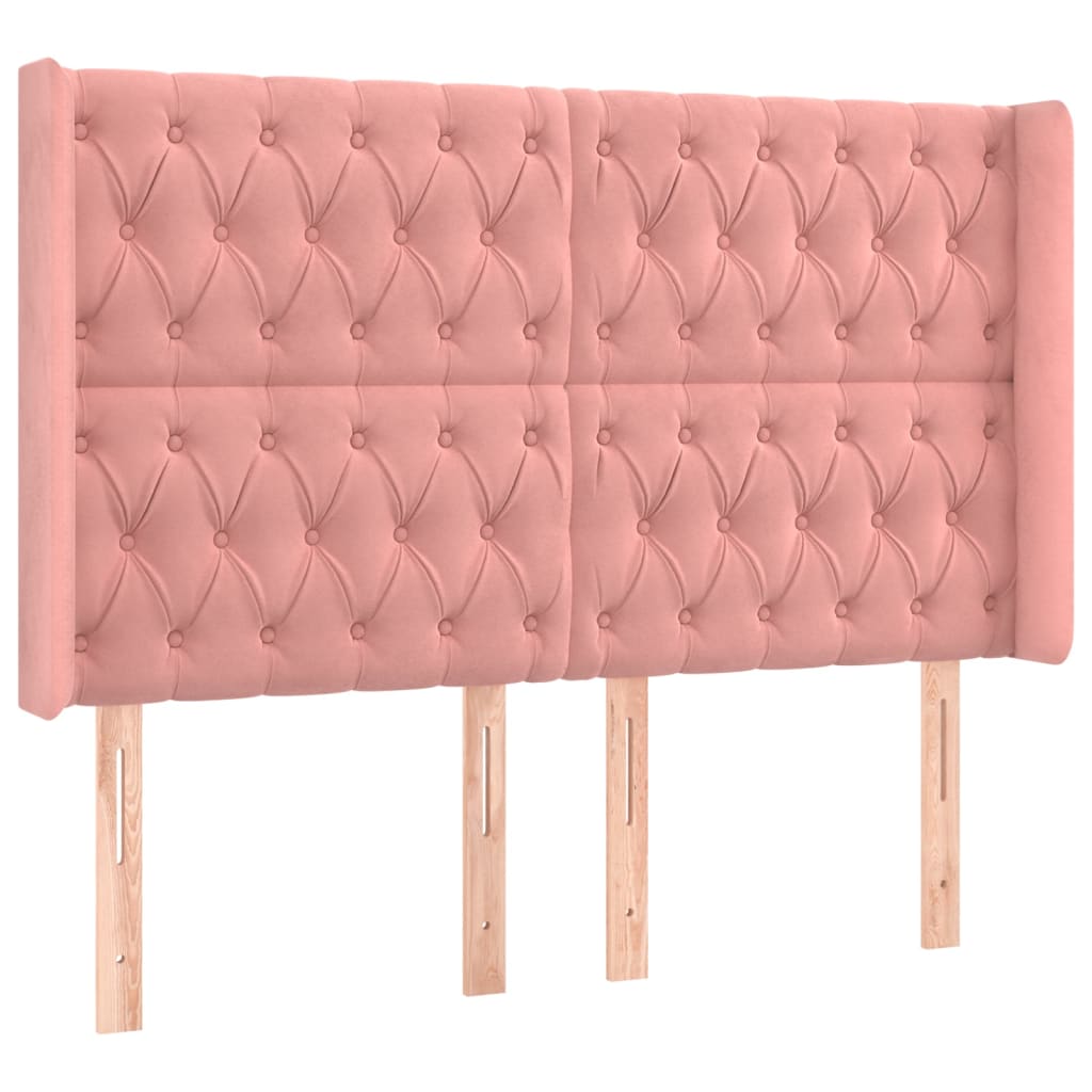 Krevet box spring s madracem LED ružičasti 140x190cm baršunasti