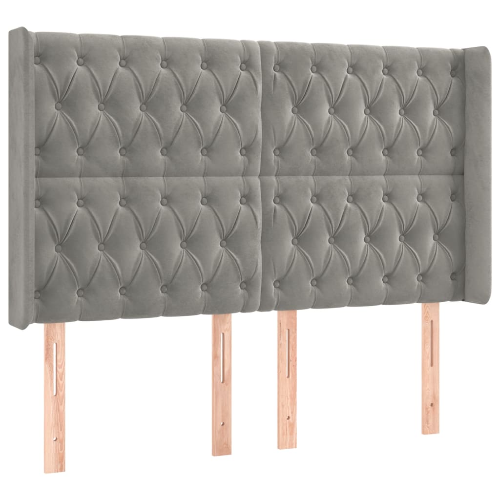 Krevet box spring s madracem LED svjetlosivi 140x200 cm baršun