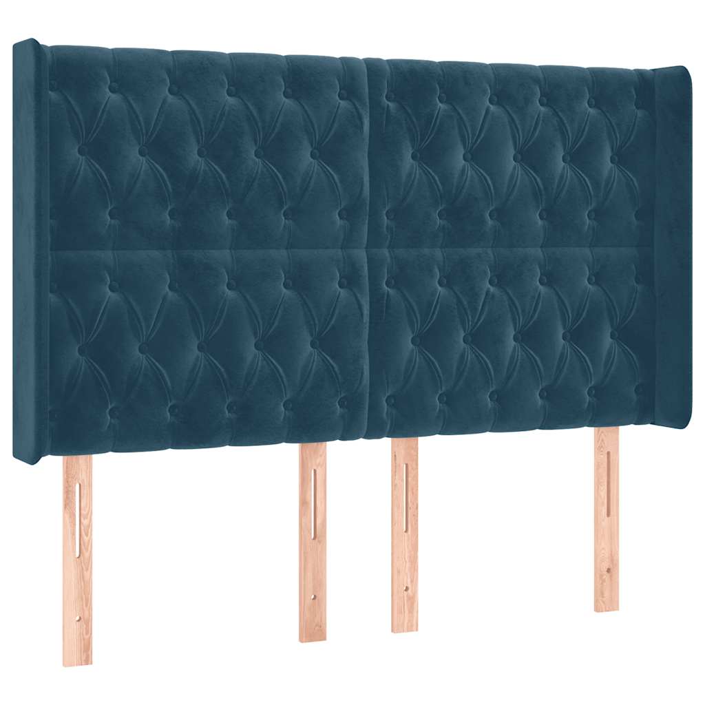 Krevet box spring s madracem LED tamnoplavi 140x200 cm baršun