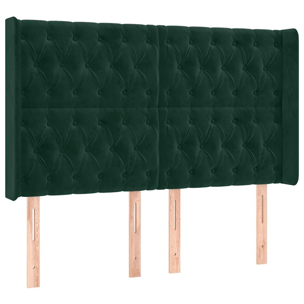 Krevet box spring s madracem LED tamnozeleni 160x200 cm baršun