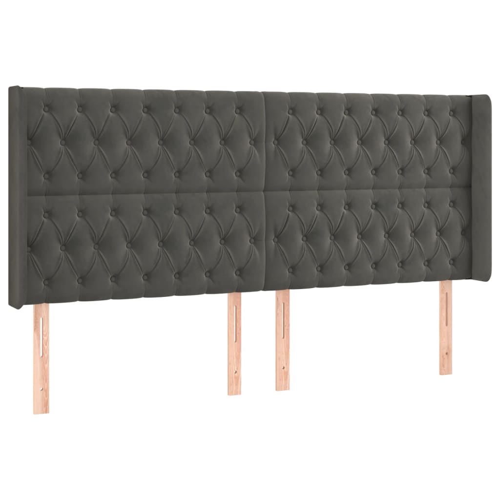 Krevet box spring s madracem LED tamnosivi 180x200 cm baršun