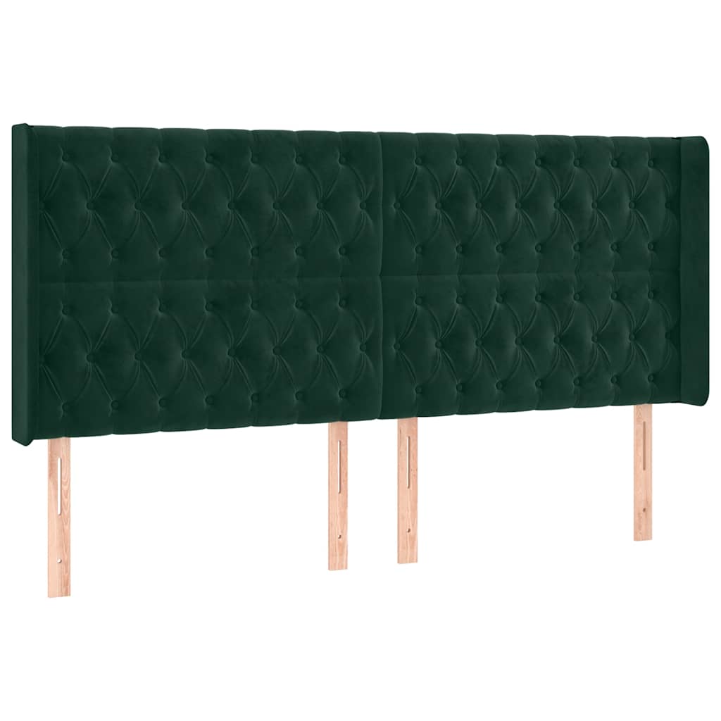 Krevet box spring s madracem LED tamnozeleni 180x200 cm baršun