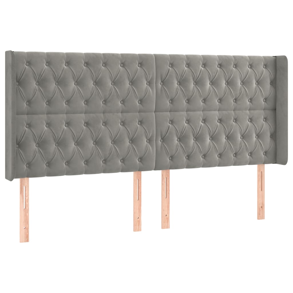 Krevet box spring s madracem LED svjetlosivi 200x200 cm baršun