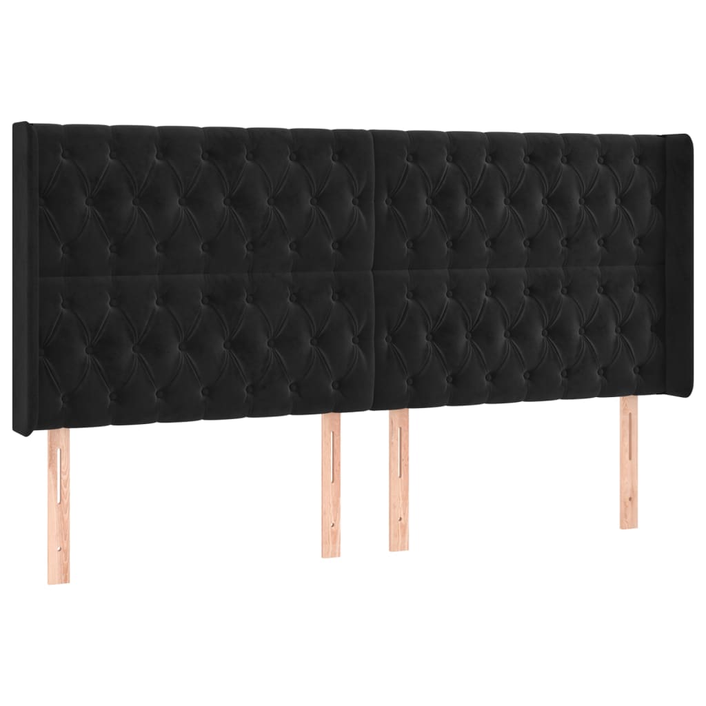 Krevet box spring s madracem LED crni 200x200 cm baršun