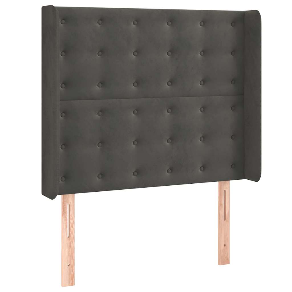 Krevet box spring s madracem LED tamnosivi 80 x 200 cm baršun