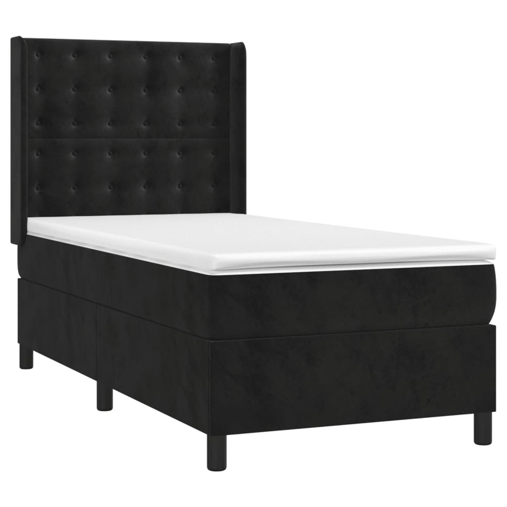 Krevet box spring s madracem LED crni 80 x 200 cm baršunasti