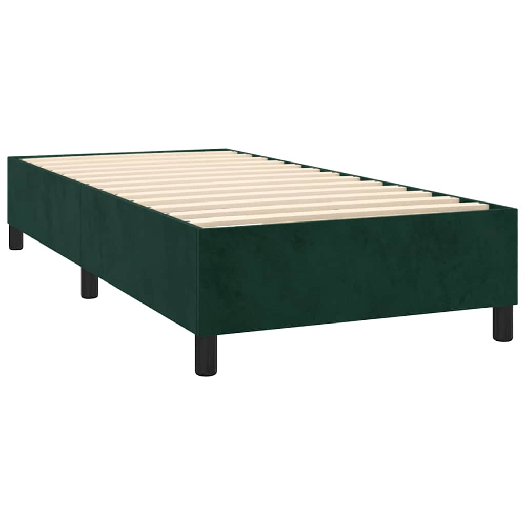 Krevet box spring s madracem LED tamnozeleni 90x190 cm baršun