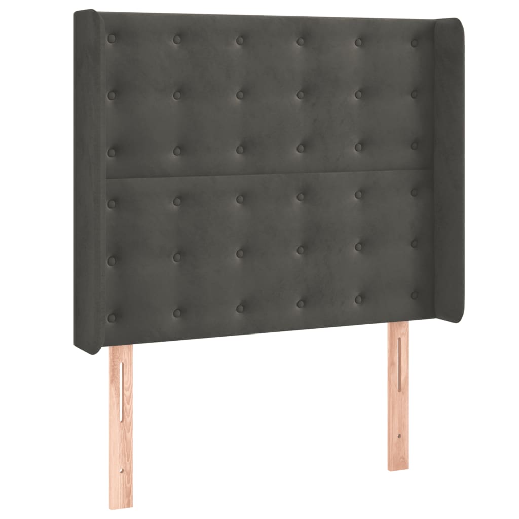 Krevet box spring s madracem LED tamnosivi 100x200 cm baršun