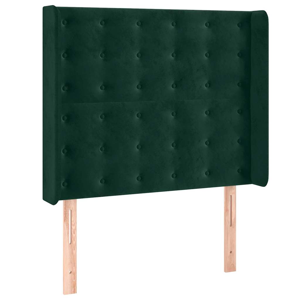 Krevet box spring s madracem LED tamnozeleni 100x200 cm baršun