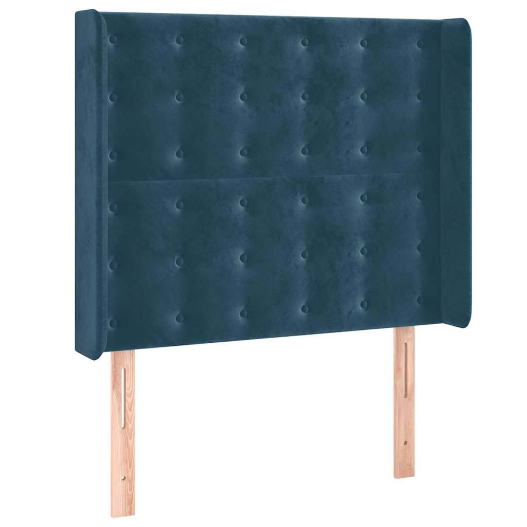 Krevet box spring s madracem LED tamnoplavi 100x200 cm baršun