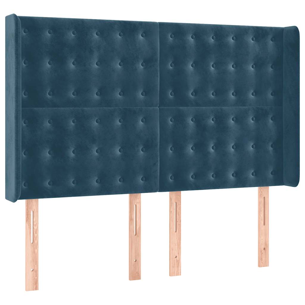 Krevet box spring s madracem LED tamnoplavi 140x190 cm baršun