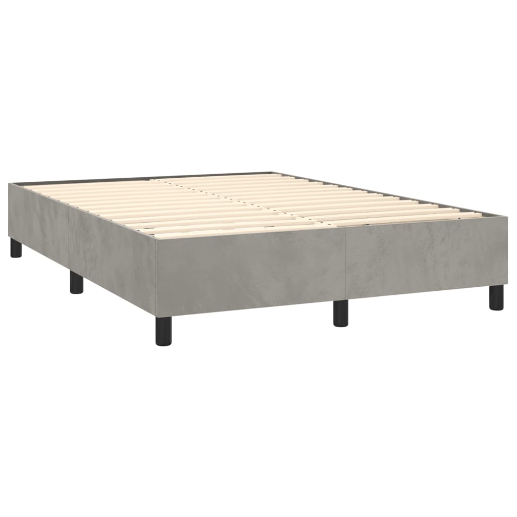 Krevet box spring s madracem LED svjetlosivi 140x200 cm baršun