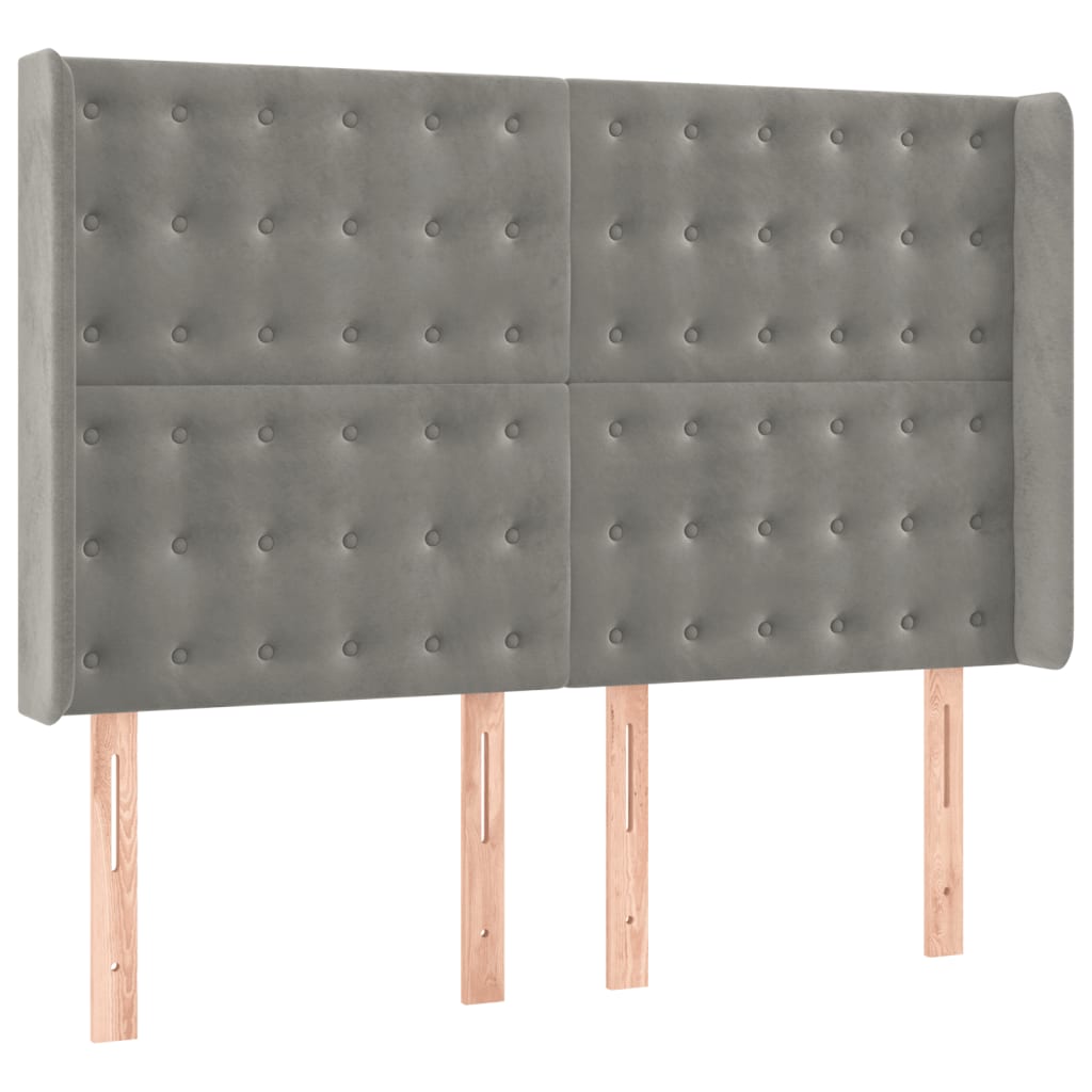 Krevet box spring s madracem LED svjetlosivi 140x200 cm baršun