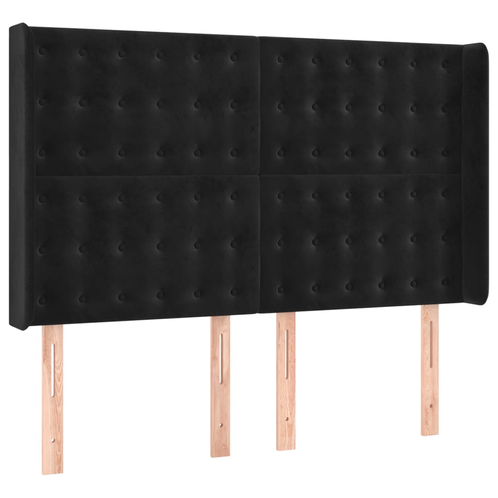 Krevet box spring s madracem LED crni 140x200 cm baršun