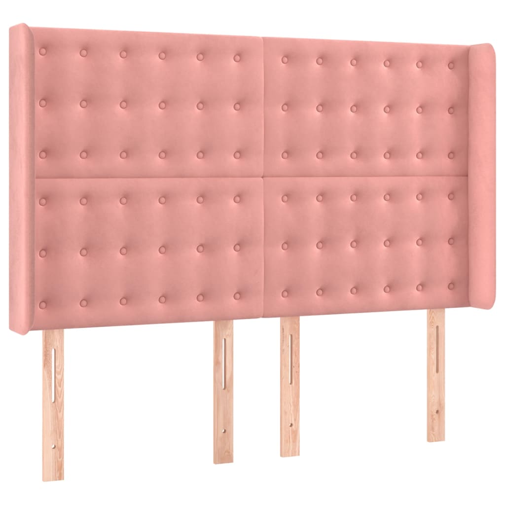 Krevet box spring s madracem LED ružičasti 140x200cm baršunasti