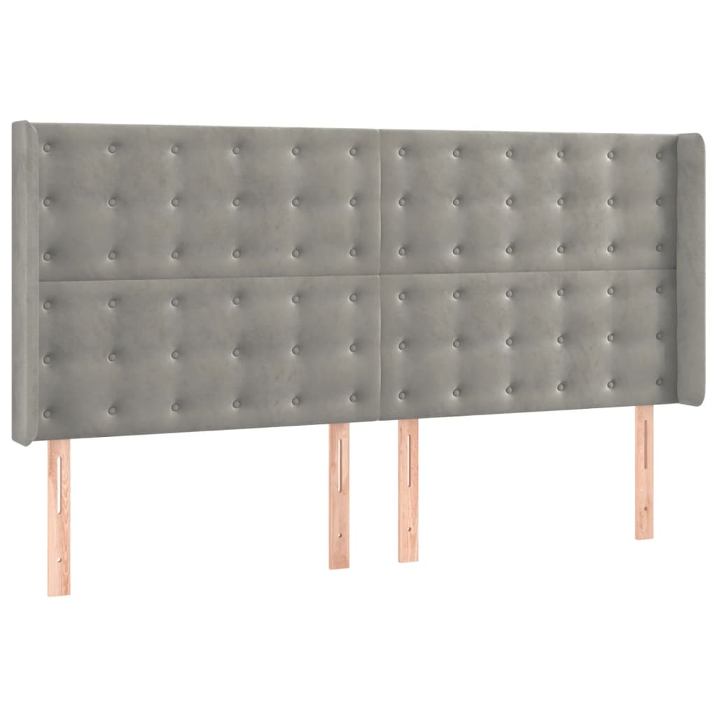 Krevet box spring s madracem LED svjetlosivi 160x200 cm baršun