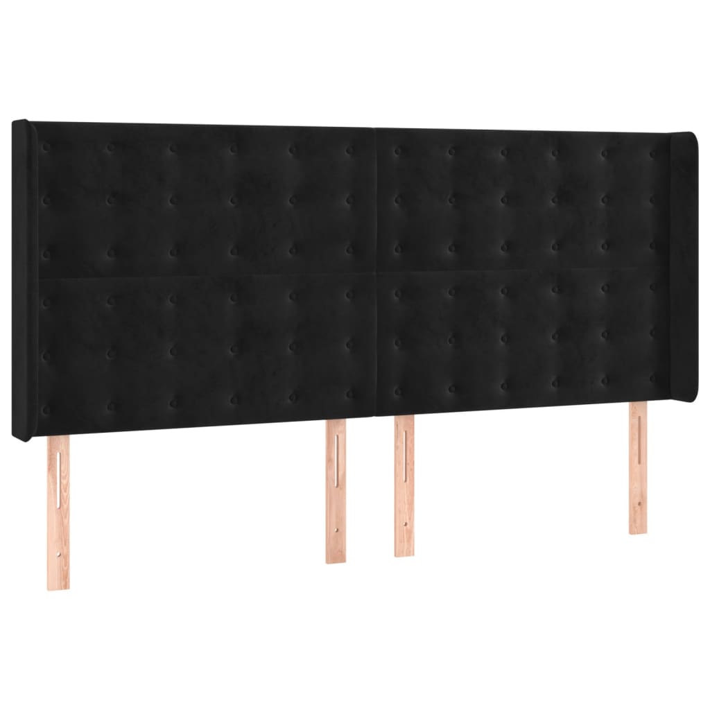 Krevet box spring s madracem LED crni 160x200 cm baršun
