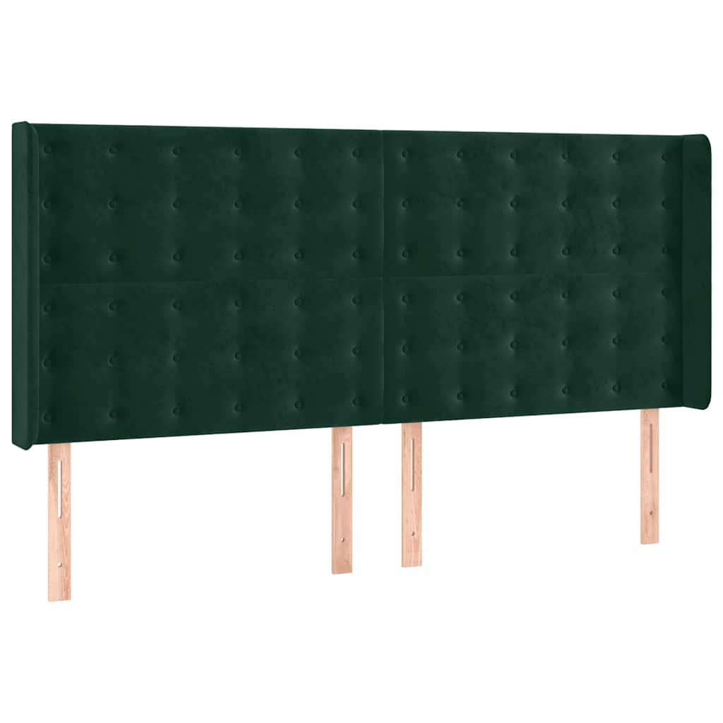 Krevet box spring s madracem LED tamnozeleni 200x200 cm baršun