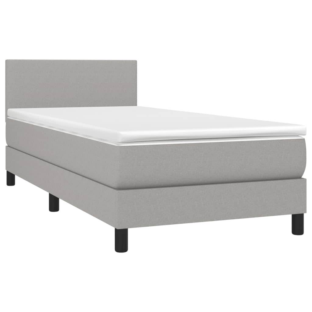 Krevet box spring s madracem LED svjetlosivi 80x200 cm tkanina