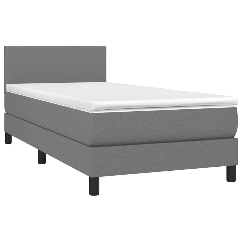 Krevet box spring s madracem LED tamnosivi 90x190 cm tkanina