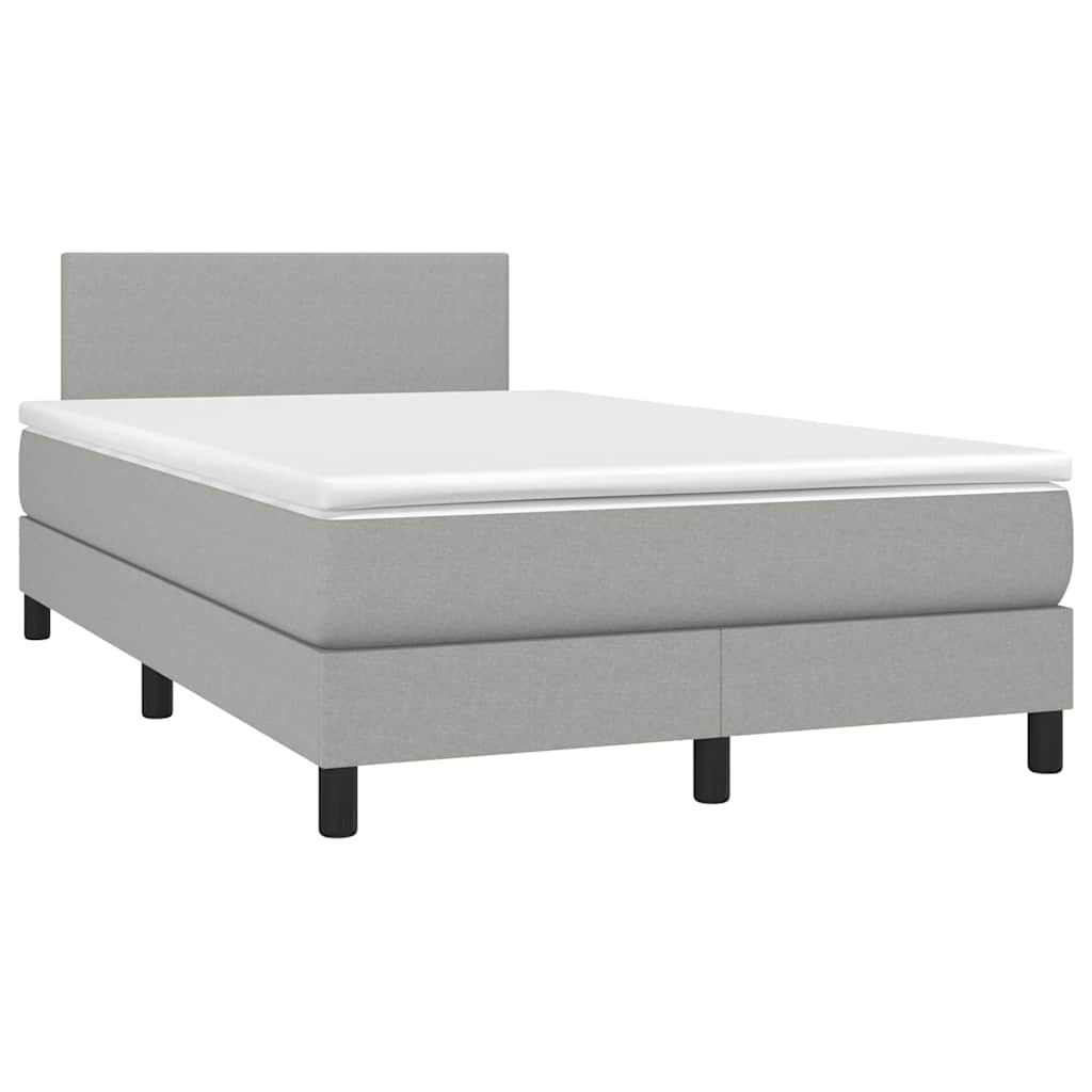 Krevet box spring s madracem LED svjetlosivi 120x200 cm tkanina