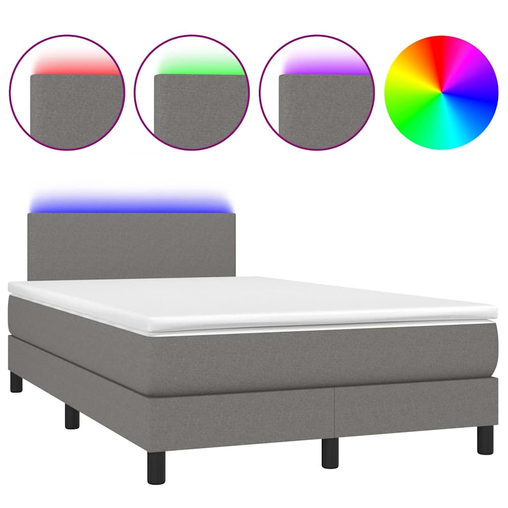 Krevet box spring s madracem LED tamnosivi 120 x 200 cm tkanina