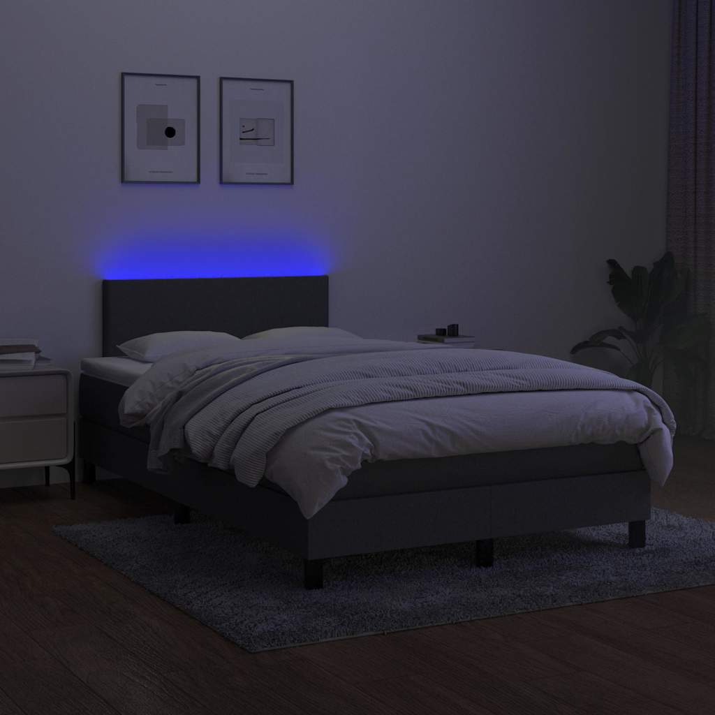 Krevet box spring s madracem LED tamnosivi 120 x 200 cm tkanina