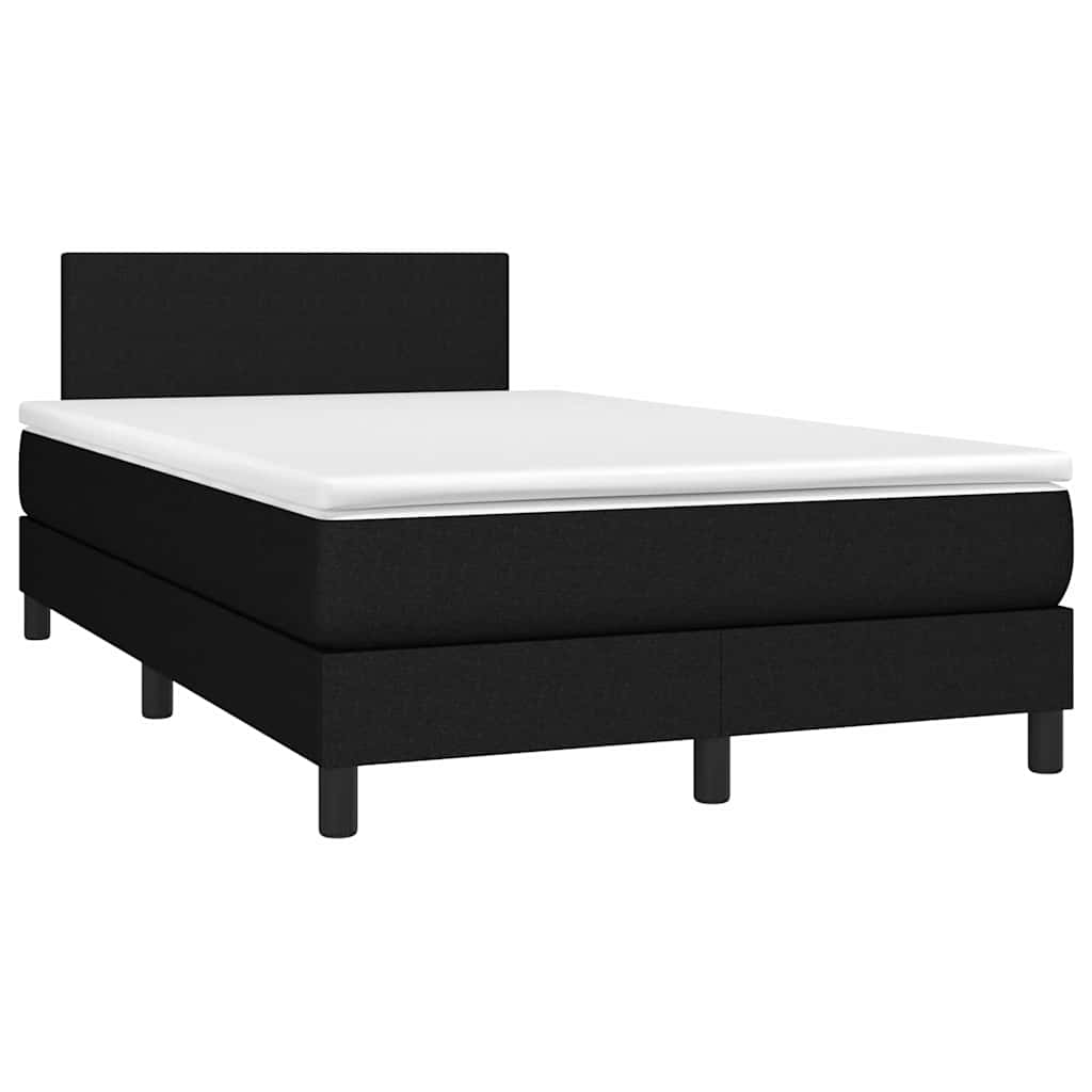 Krevet box spring s madracem LED crni 120 x 200 cm od tkanine