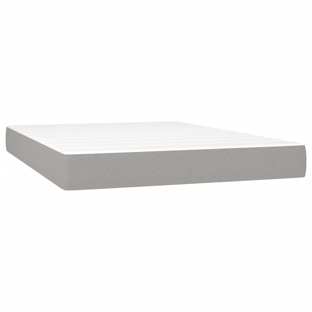 Krevet box spring s madracem LED svjetlosivi 140x190 cm tkanina
