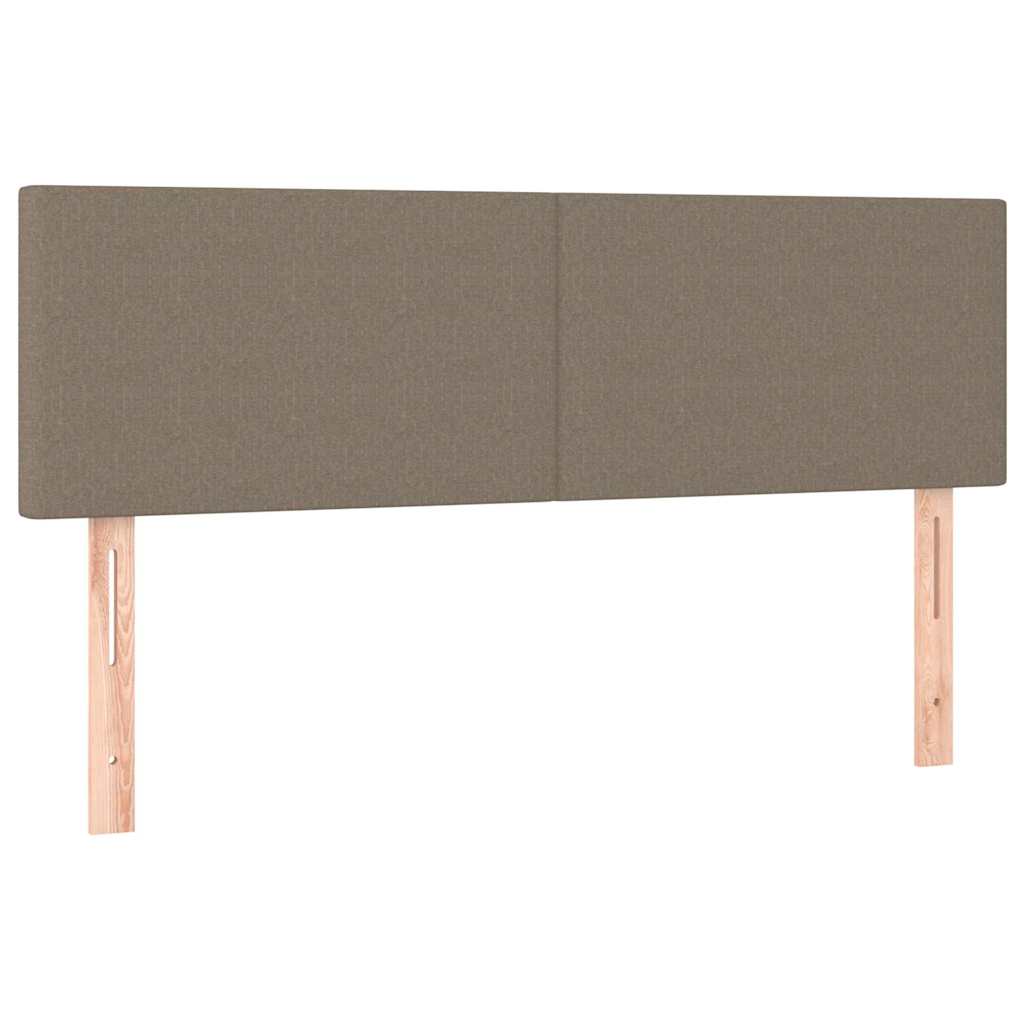 Krevet box spring s madracem LED smeđesivi 140x190 cm tkanina