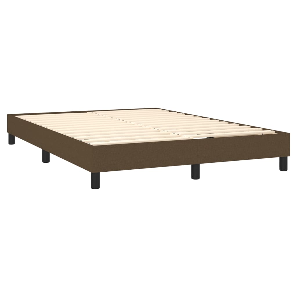 Krevet box spring s madracem LED tamnosmeđi 140x200 cm tkanina