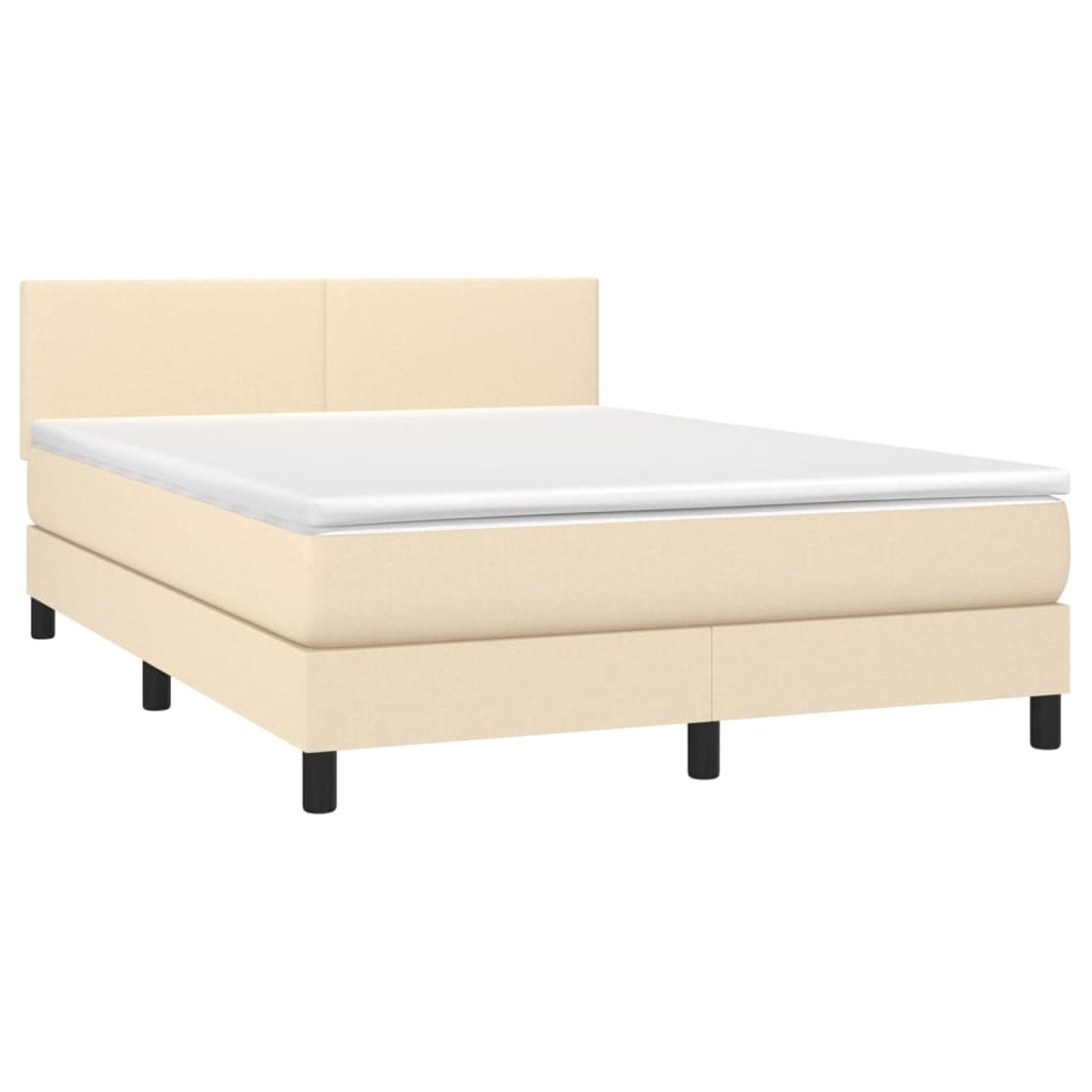 Krevet box spring s madracem LED krem 140x200 cm od tkanine