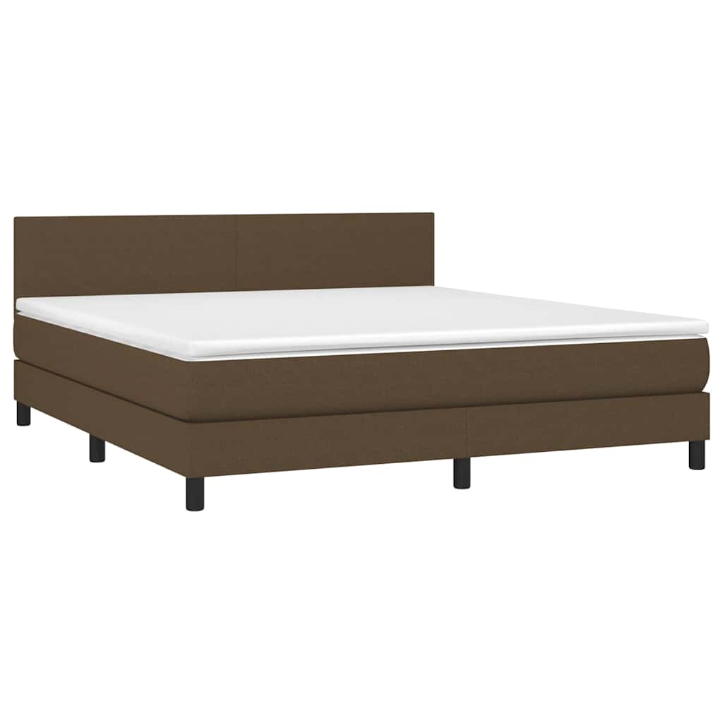 Krevet box spring s madracem LED tamnosmeđi 180x200 cm tkanina