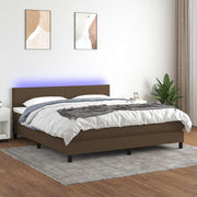 Krevet box spring s madracem LED tamnosmeđi 180x200 cm tkanina