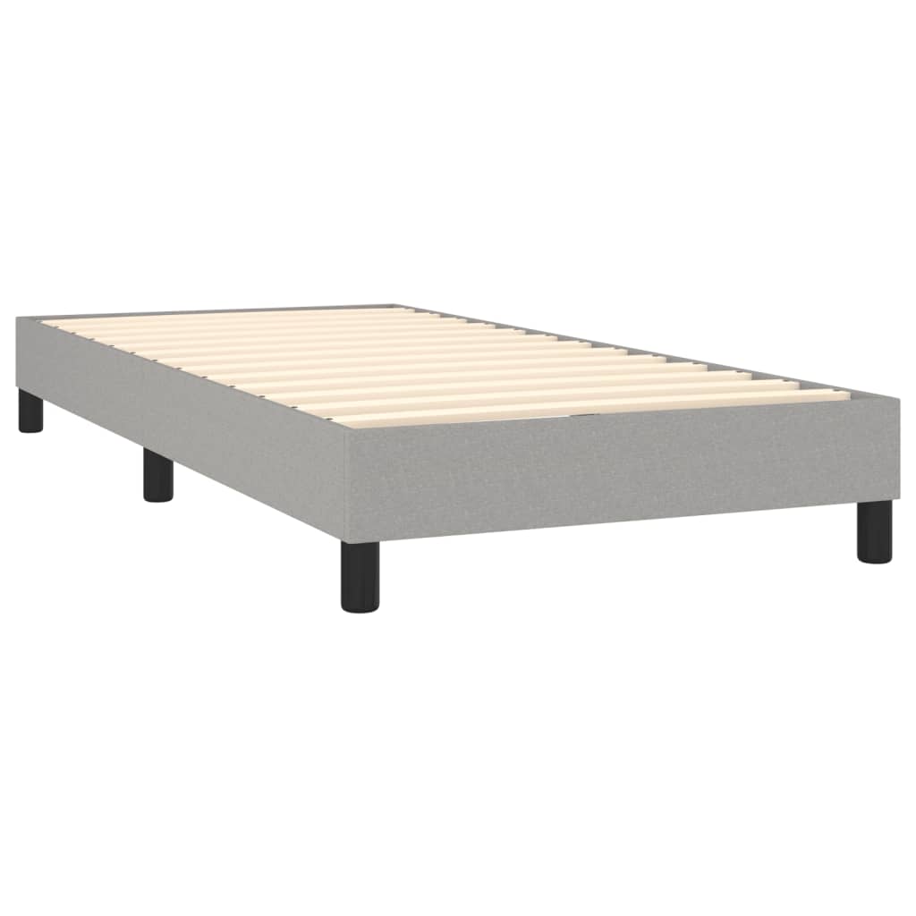 Krevet box spring s madracem LED svjetlosivi 90x190 cm tkanina