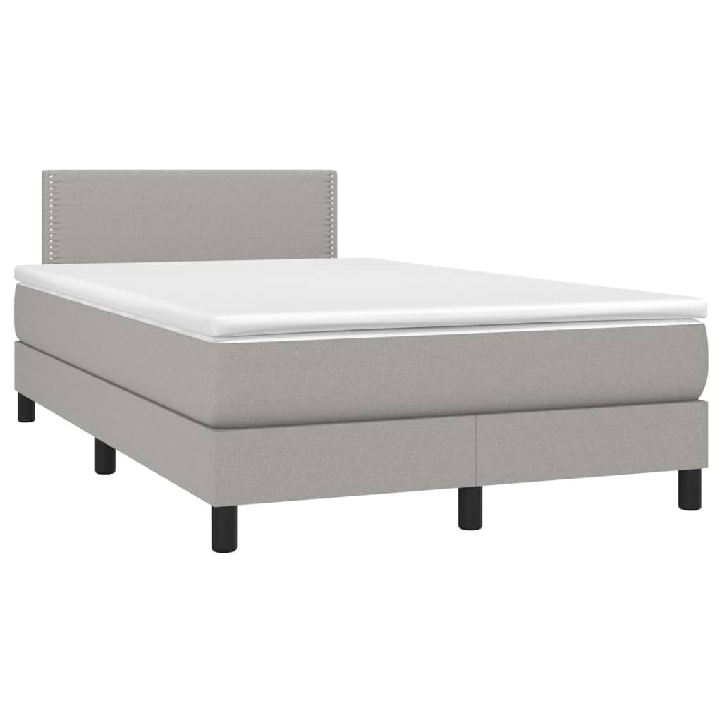 Krevet box spring s madracem LED svjetlosivi 120x200 cm tkanina